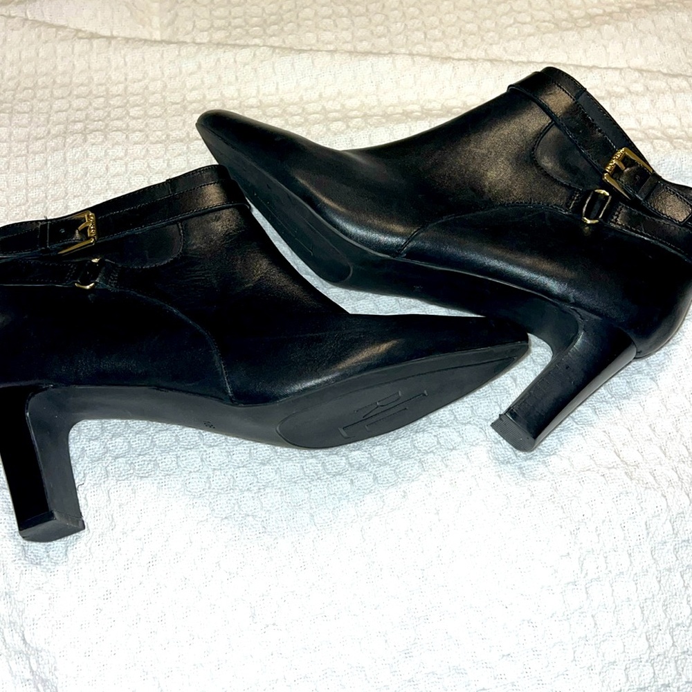 Ralph Lauren LAUREN, Nara BLACK Leather Ankle Boots🔥